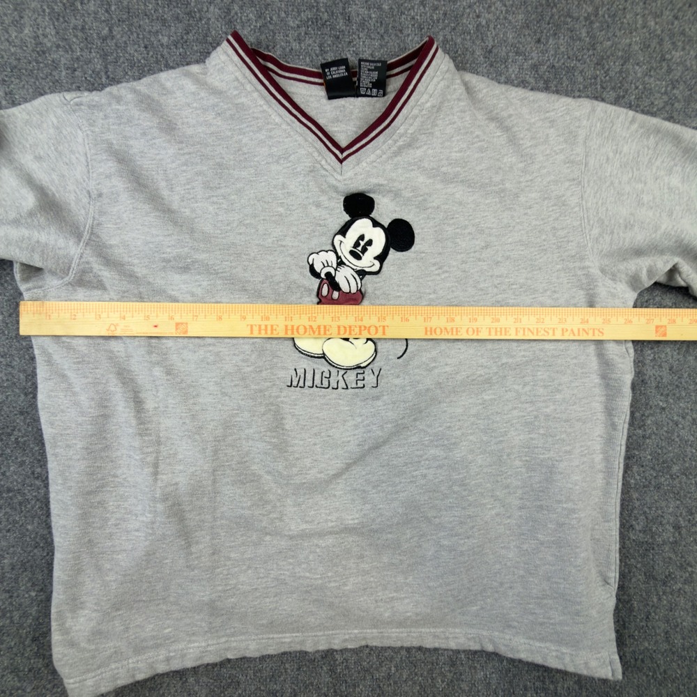 Vintage Mickey Unlimited V Neck Sweatshirt Gray Embroidered XL Jerry Leigh - Picture 5 of 9